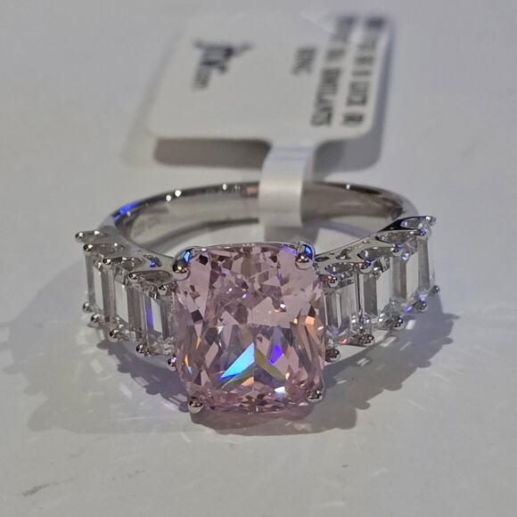 Bella Luce Sterling Silver Ring with Pink and White CZ size 10 NWT